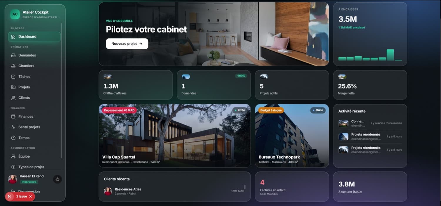 Système de gestion pour cabinet d'architecture, codé par Digital Maroc